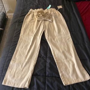 Tan pants with a tie string